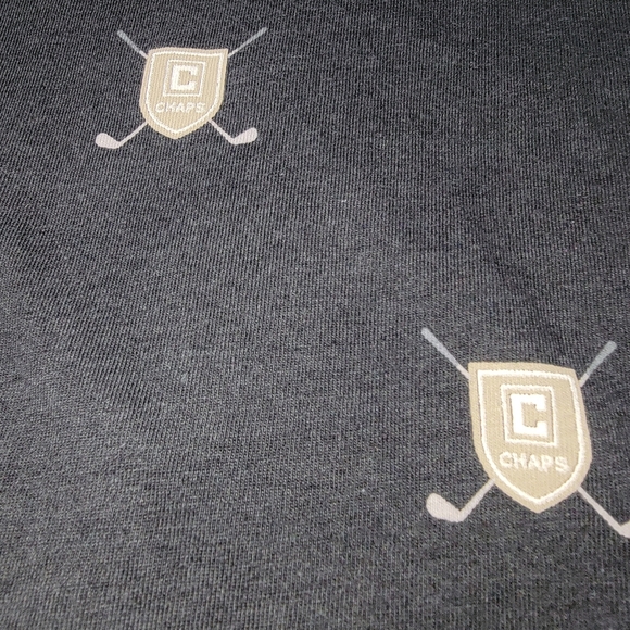 Chaps Black Polo with Tan Emblem Design - Picture 2 of 9
